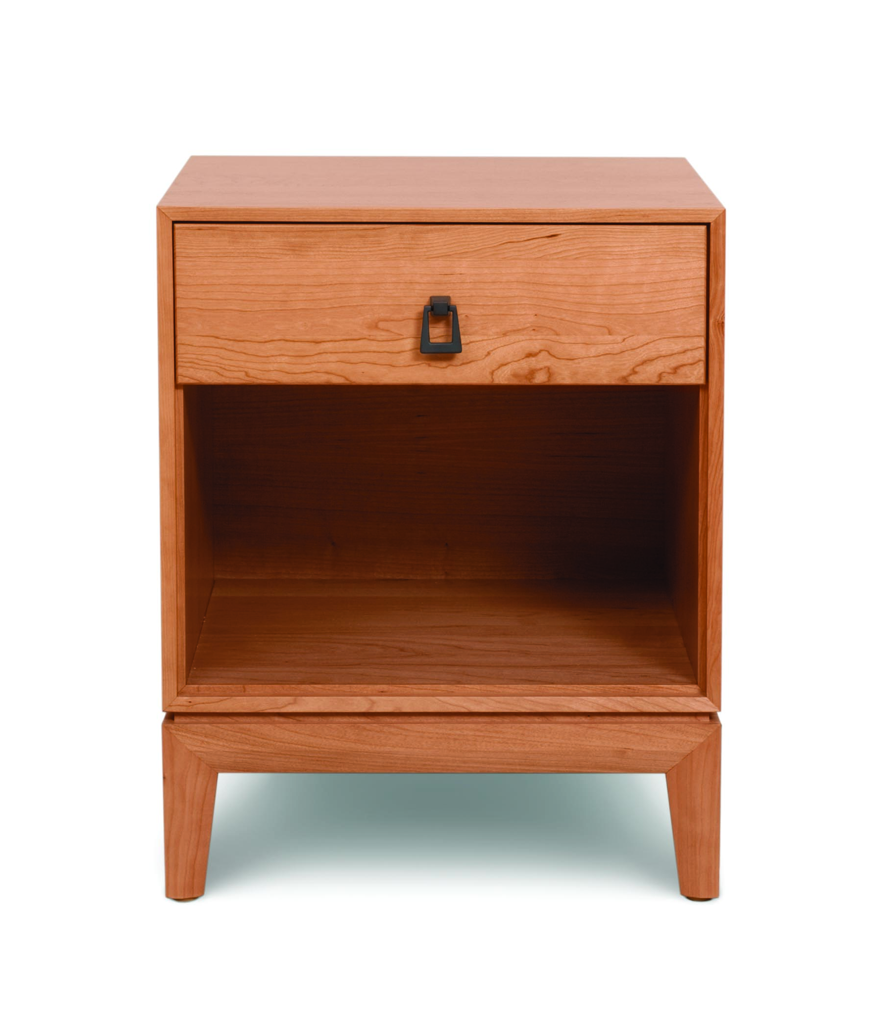 Mansfield 1 Drawer Nightstand in solid cherry with bronze pull front view