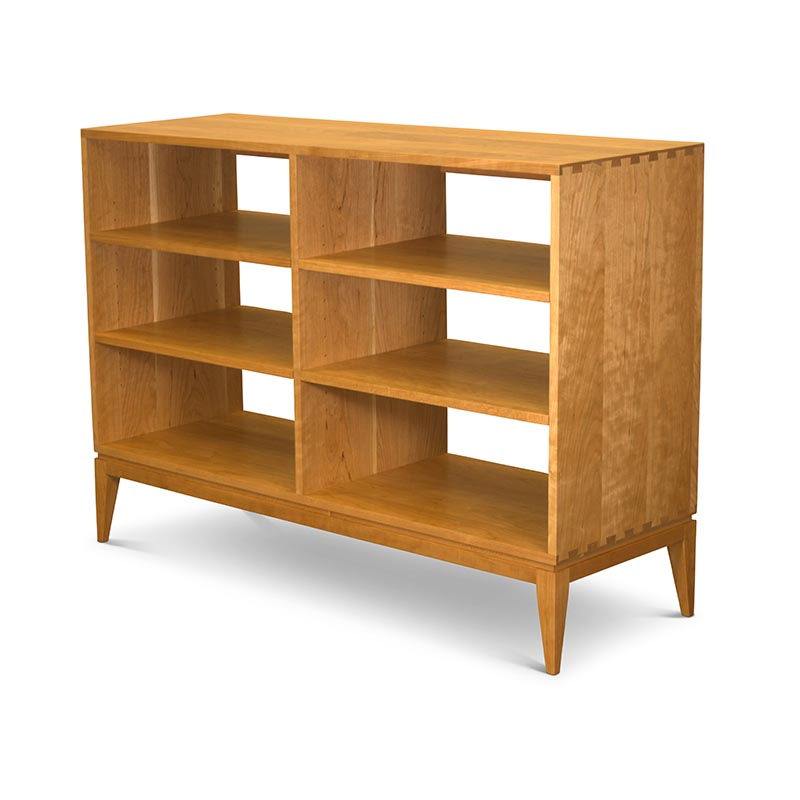 Low Harrison Two Bay Bookcase Dovetailed Bookcase in Cherry