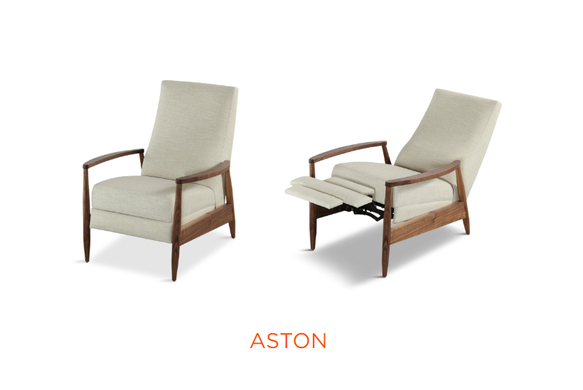 Mid Century Modern inspired walnut wood recliner