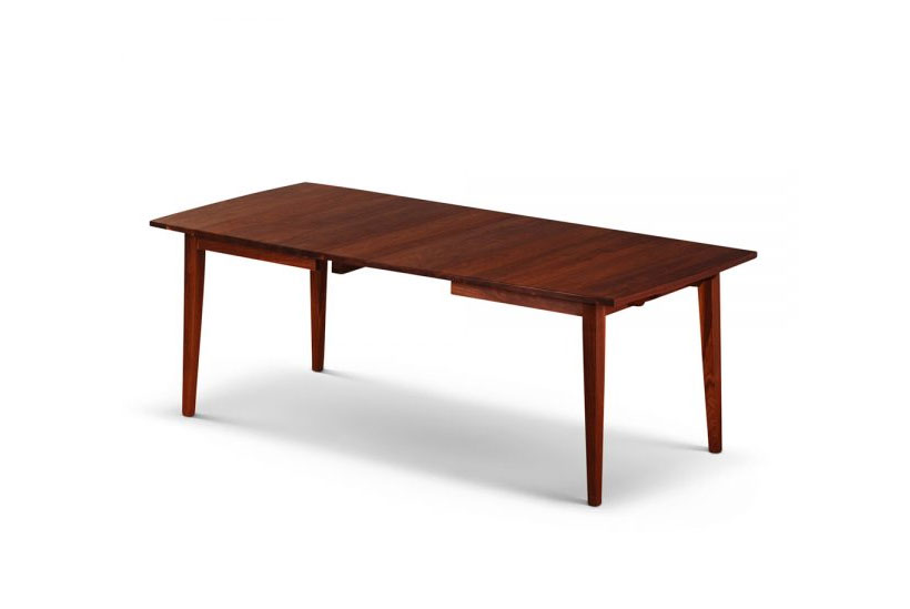 Nevins Extension Dining Table in Walnut with 2 Self-Storing leaves