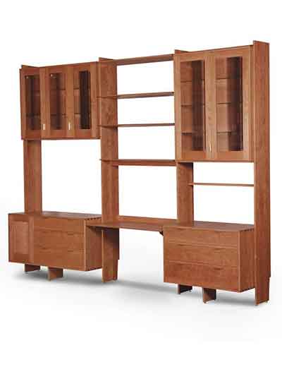 Cherry Wall Unit With Desk in Center