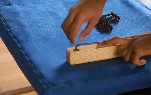 Attaching brackets to headboard